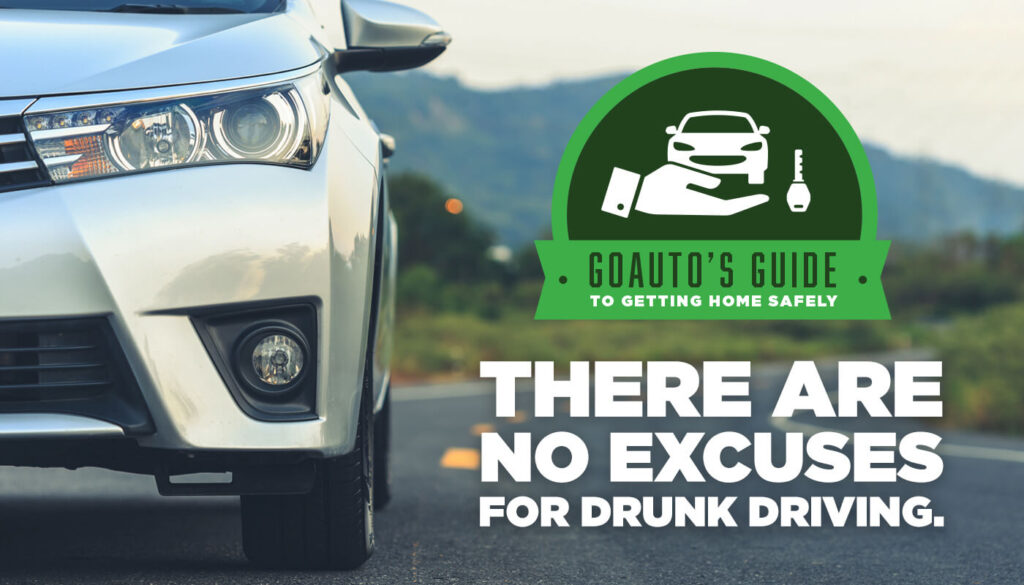 There Are NO Excuses for Drunk Driving: GoAuto Insurance's Guide to Getting Home Safely - An image of the front of a car driving along the road.