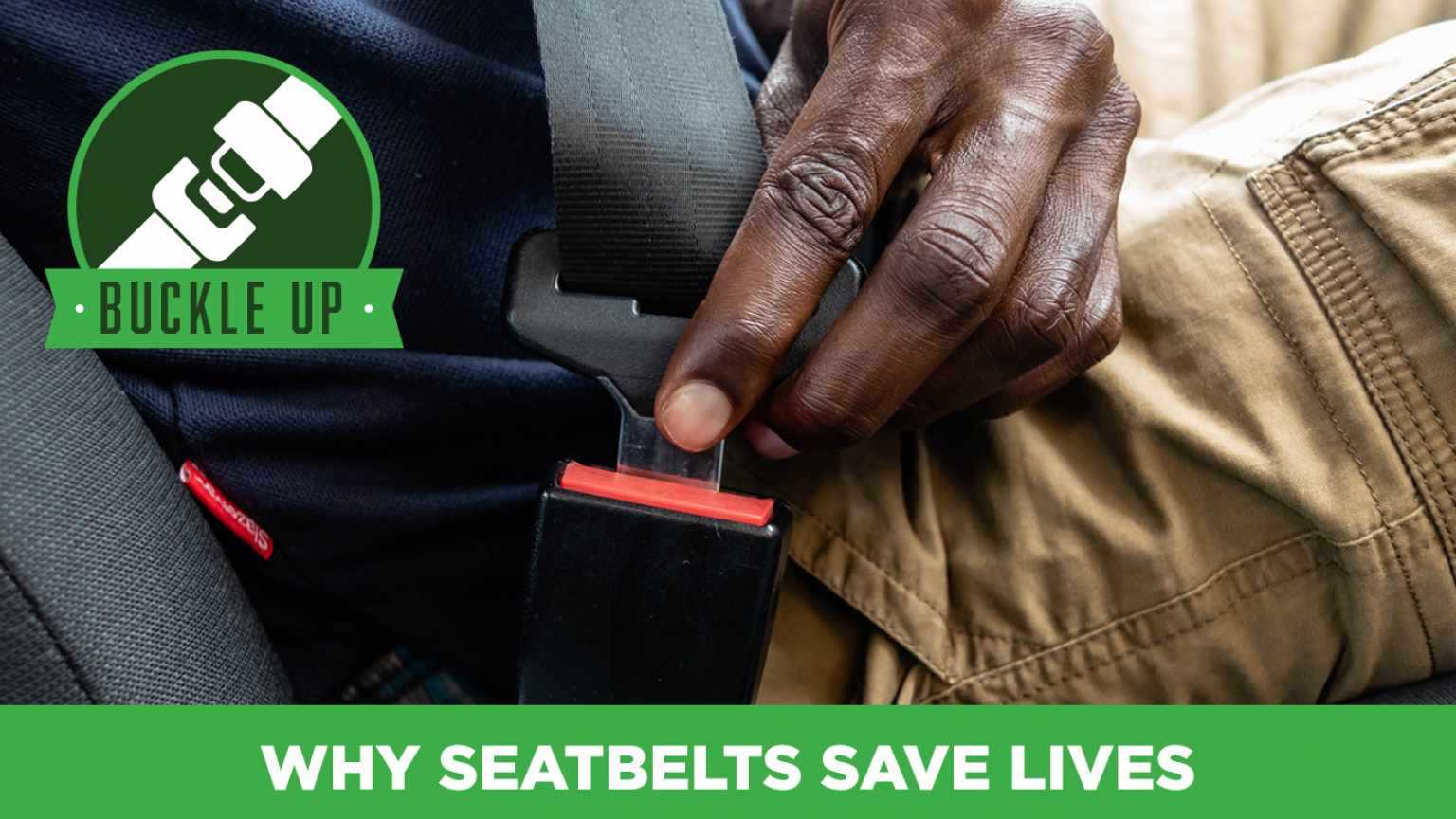 Why Seatbelts Save Lives - An image of a person locking in a seat-belt.