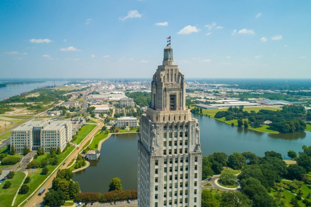 Car Insurance Baton Rouge - An aerial view of Baton Rouge, Louisiana.