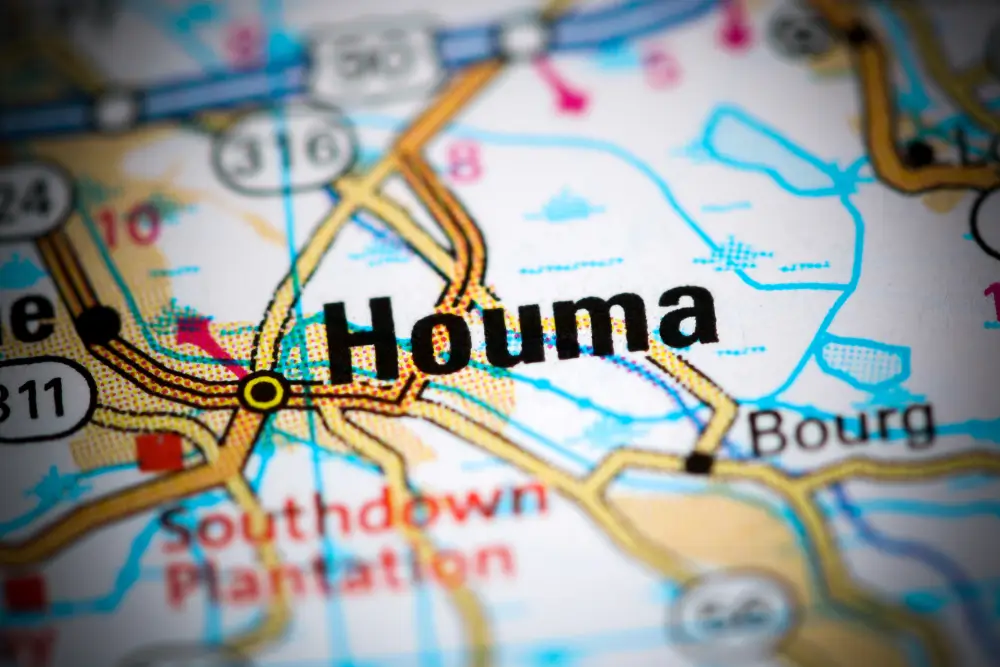 Car Insurance in Houma, Louisiana - An image of a map of Houma, Louisiana