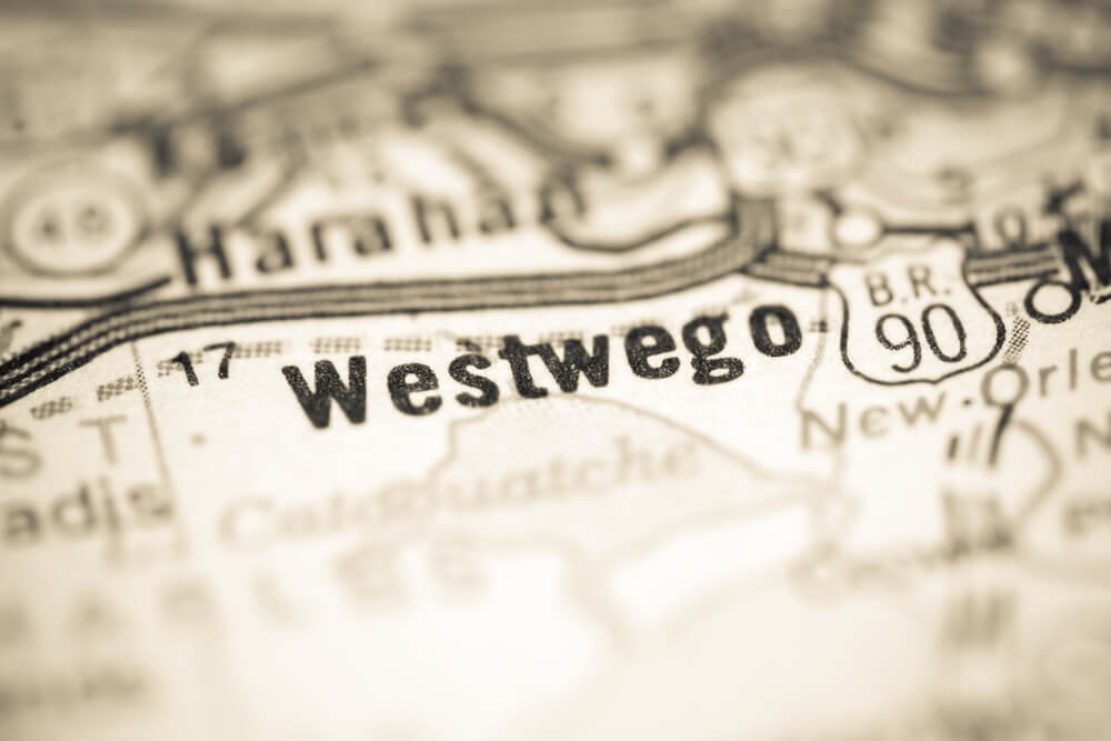 Car Insurance Westwego - An image of Westwego on a Louisiana State Map.