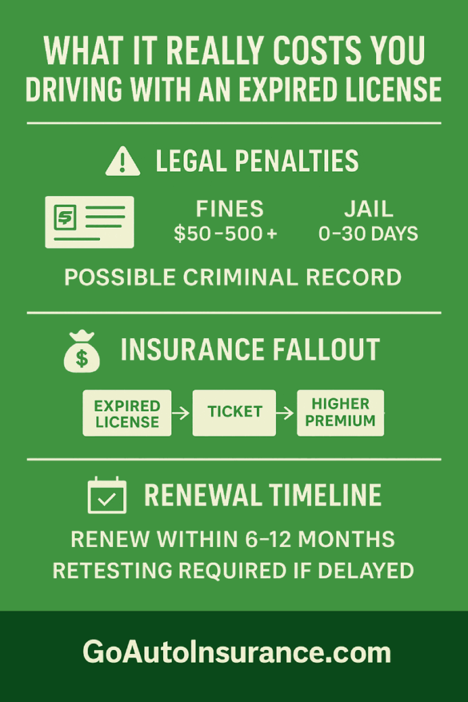 Infographic explains why you cant legally drive with an expired driving license in US 
