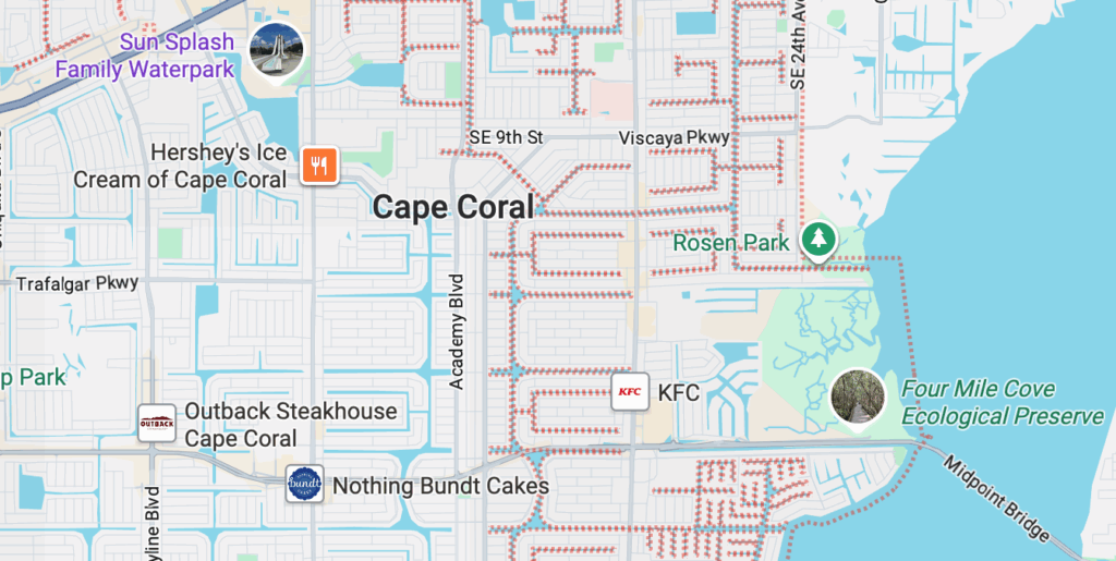 Cape Coral FL Google Maps Image