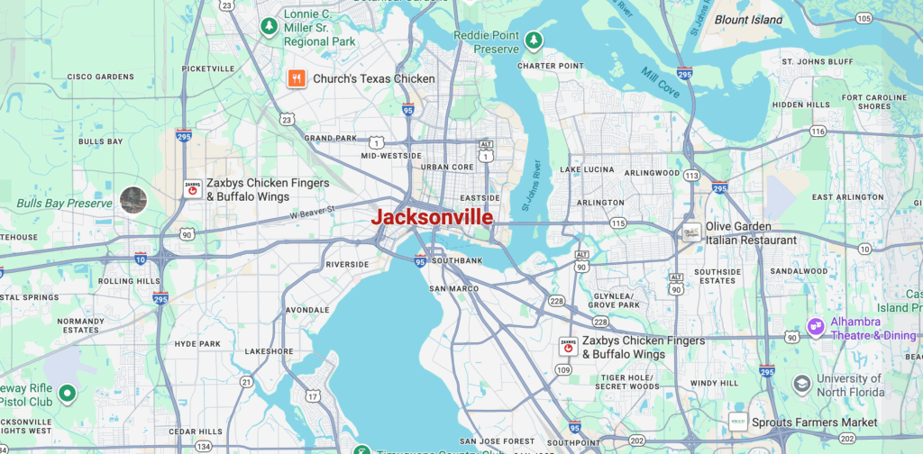 Google Maps Jacksonville FL Screenshot Image