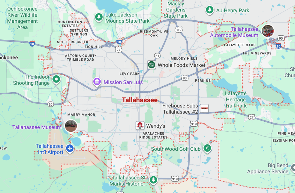 Tallahassee FL Google Maps Image