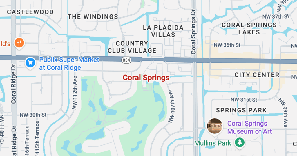 Coral Springs FL Google Maps Image