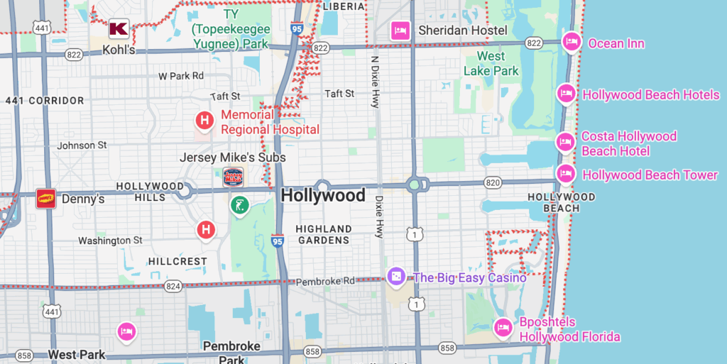 Hollywood FL Google Maps Image