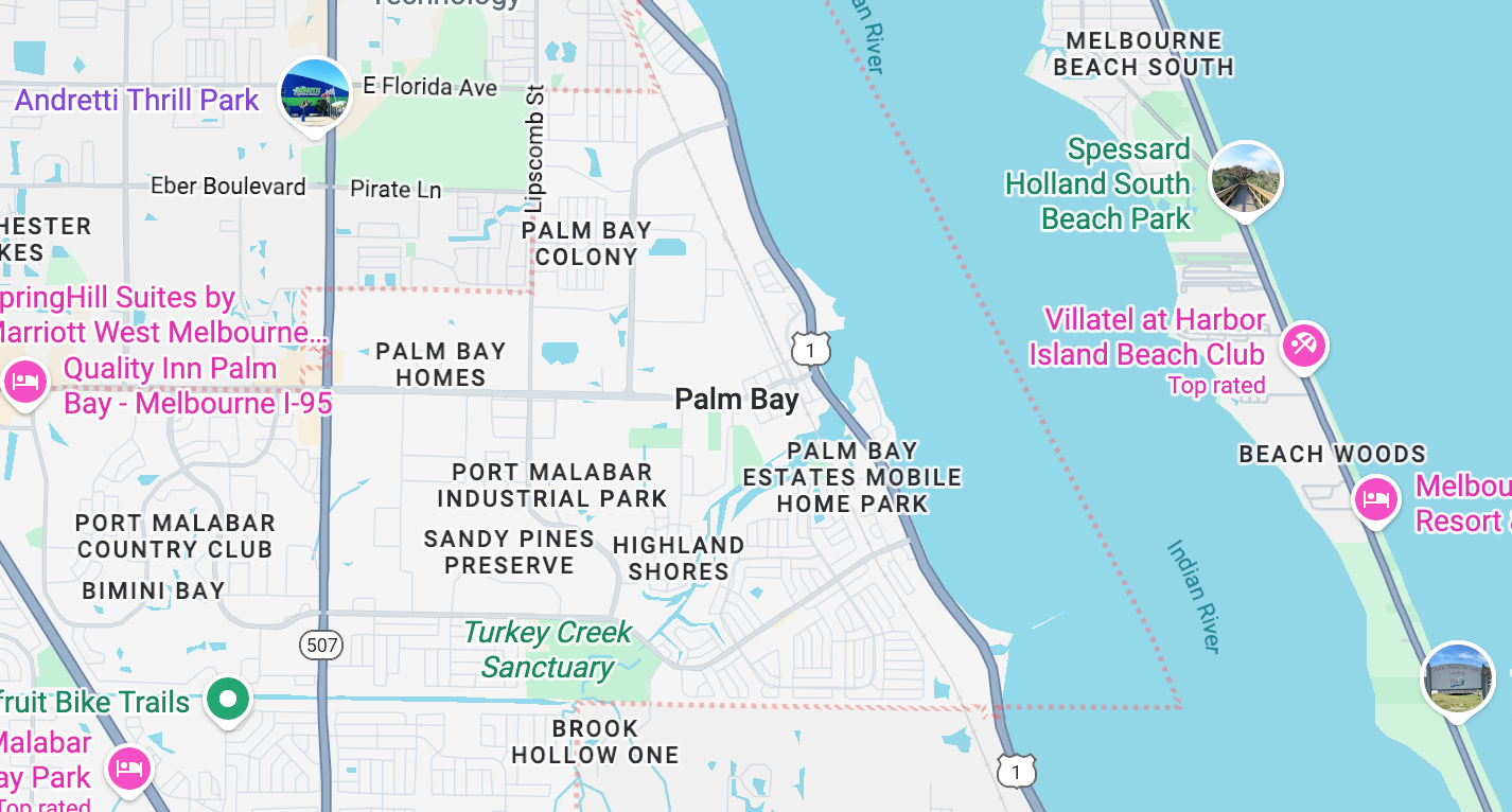 Palm Bay FL Google Maps Screenshot