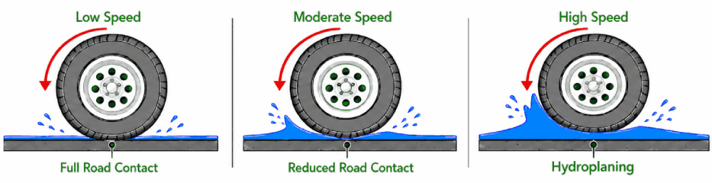 hydroplaning effect diagram
