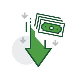 Icon illustrating low and affordable down payment auto insurance options